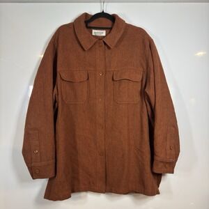 Vintage Avenue Button Up Blazer Size 18/20 100% Flannel Wool Orange